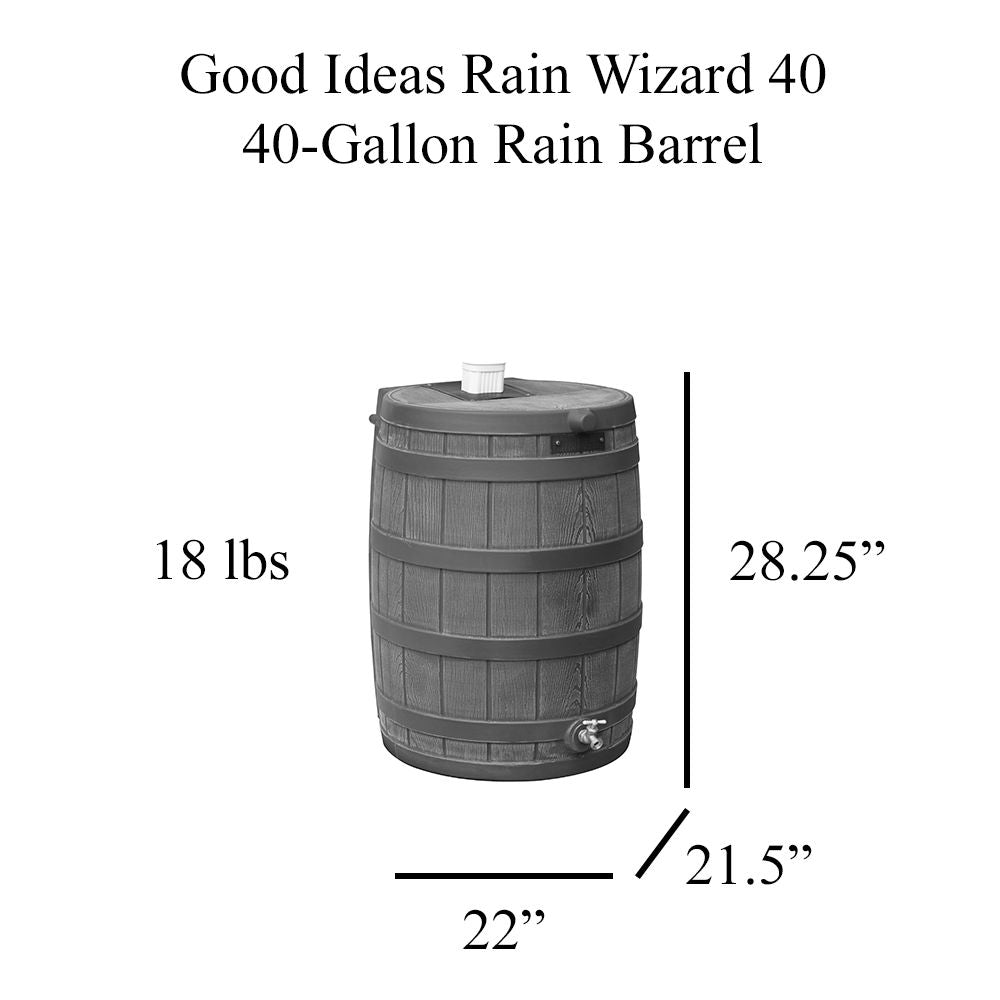 Rain 40 Gallon Rain Barrel with Darkened Ribs