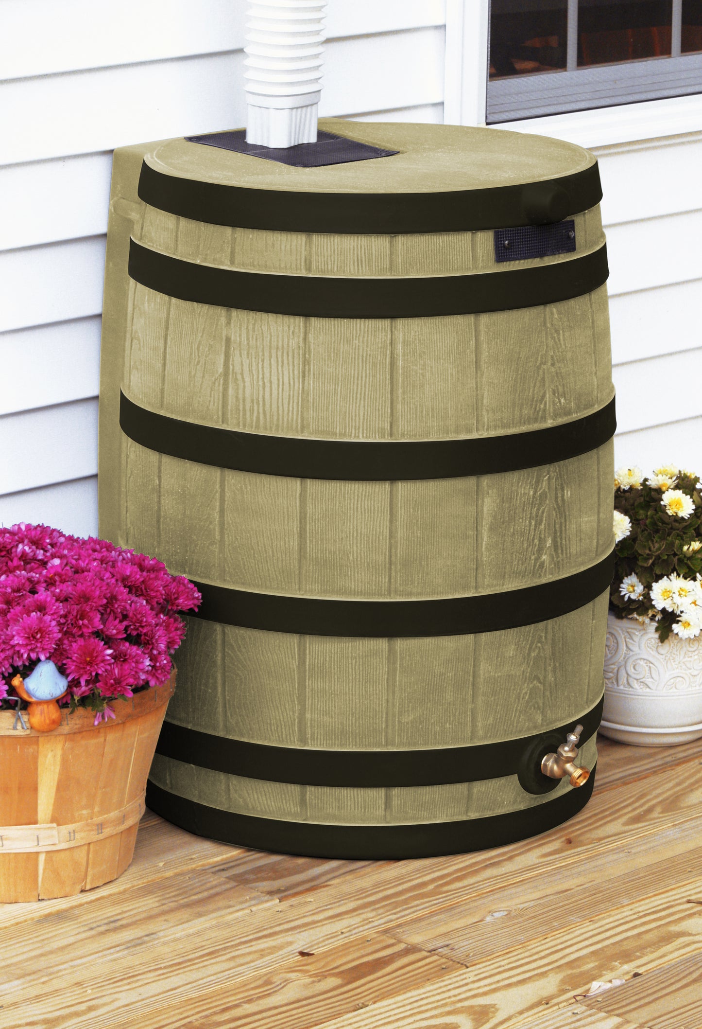 Rain 40 Gallon Rain Barrel with Darkened Ribs