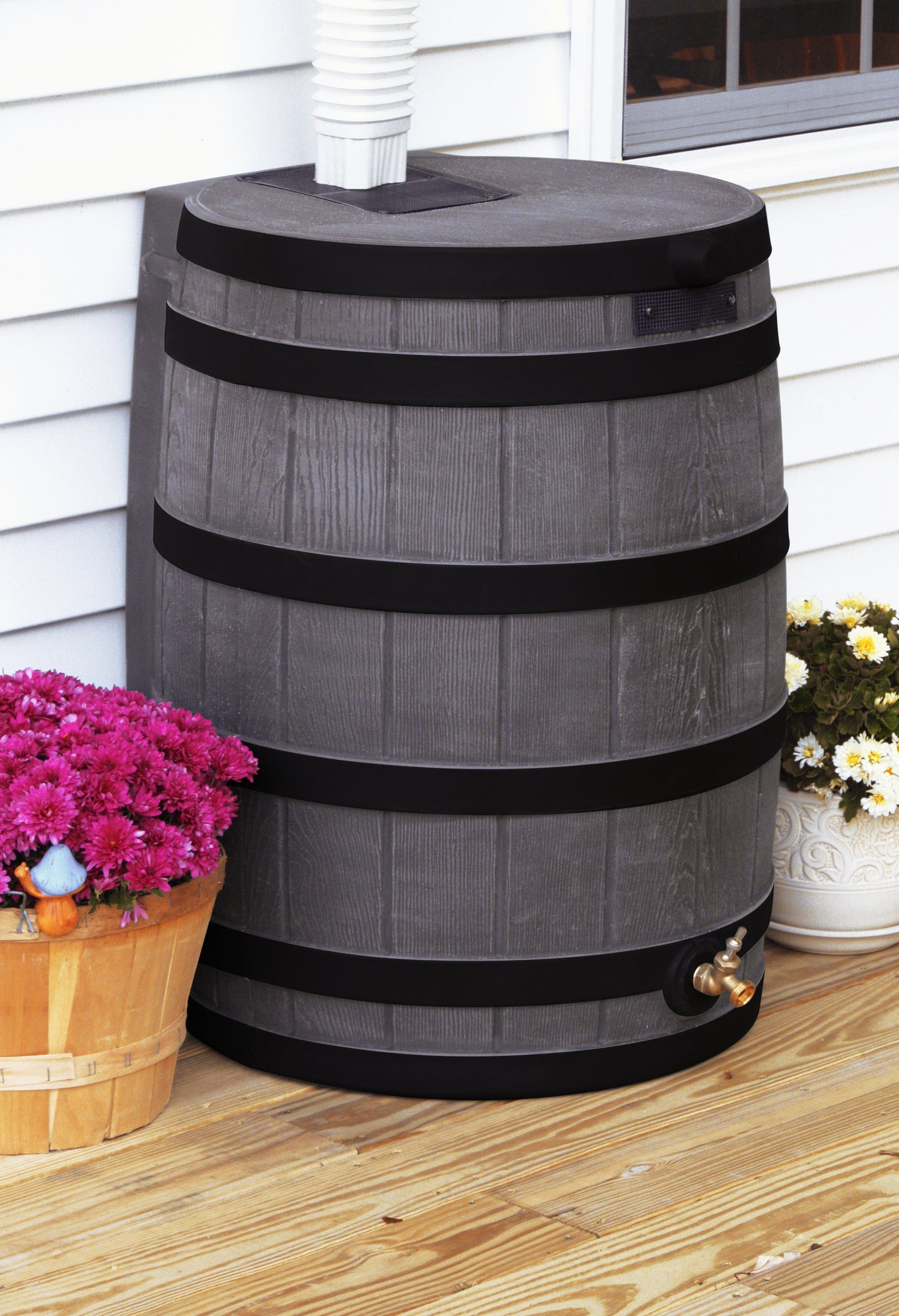 Rain 40 Gallon Rain Barrel with Darkened Ribs